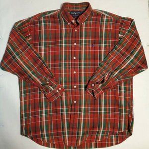 POLO RALPH LAUREN Plaid Button The Big Shirt Mens Long Sleeve Size L Flannel